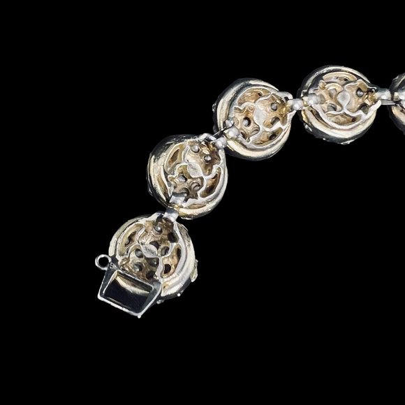 Gold Tone And Clear Rhinestones Round Links Bracelet With Safety Chain (4580) - Picture 6 of 10